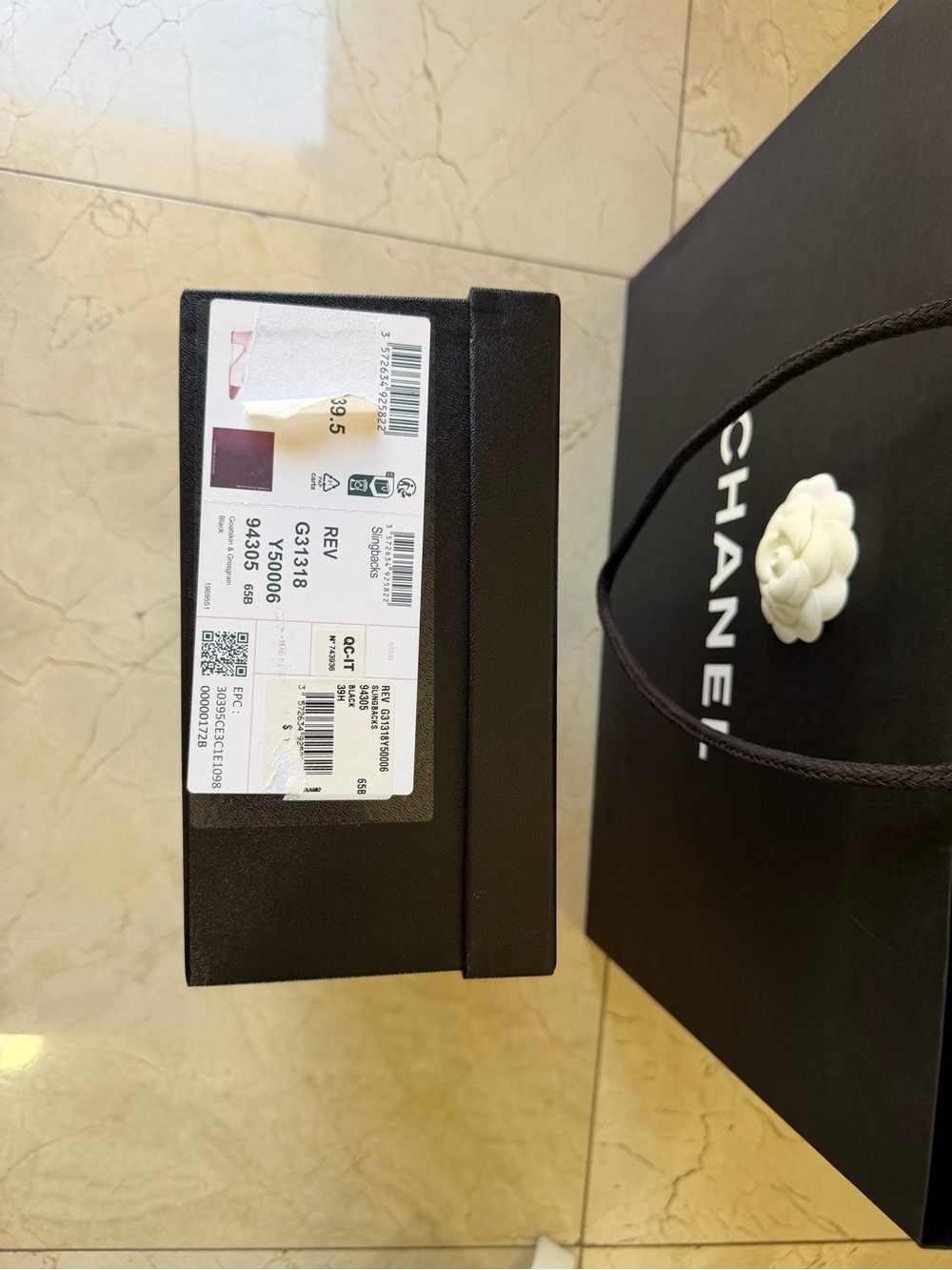 CHANEL Classic Black Slingback Pumps 39.5 + Box, Dust Bags & Shopping Bag - Picture 16 of 16